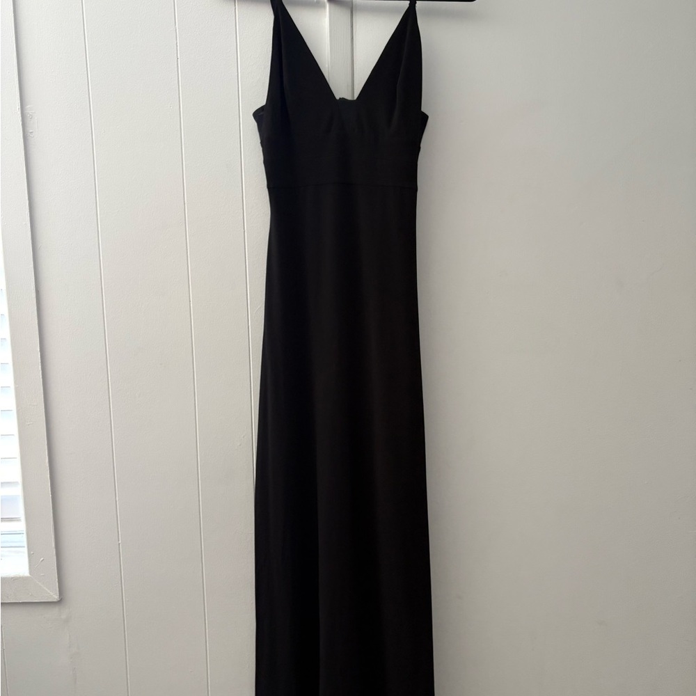 Alice + Olivia Black Sleeveless V-neck Maxi Gown